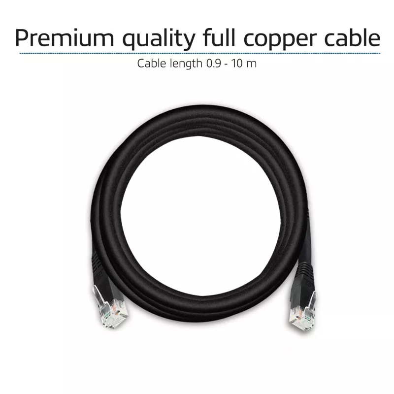 ACT μαύρο 15,0 μέτρα U/UTP CAT6 καλώδιο patch με βύσματα RJ45
