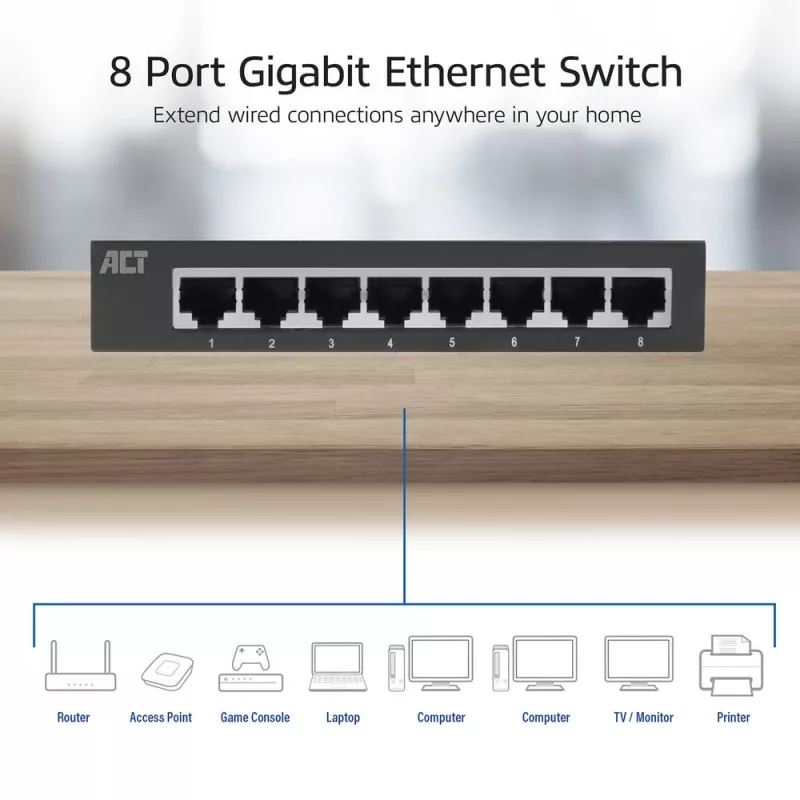Unmanaged switch ACT AC4418 8 θύρες Gigabit Ethernet 10/100/1000
