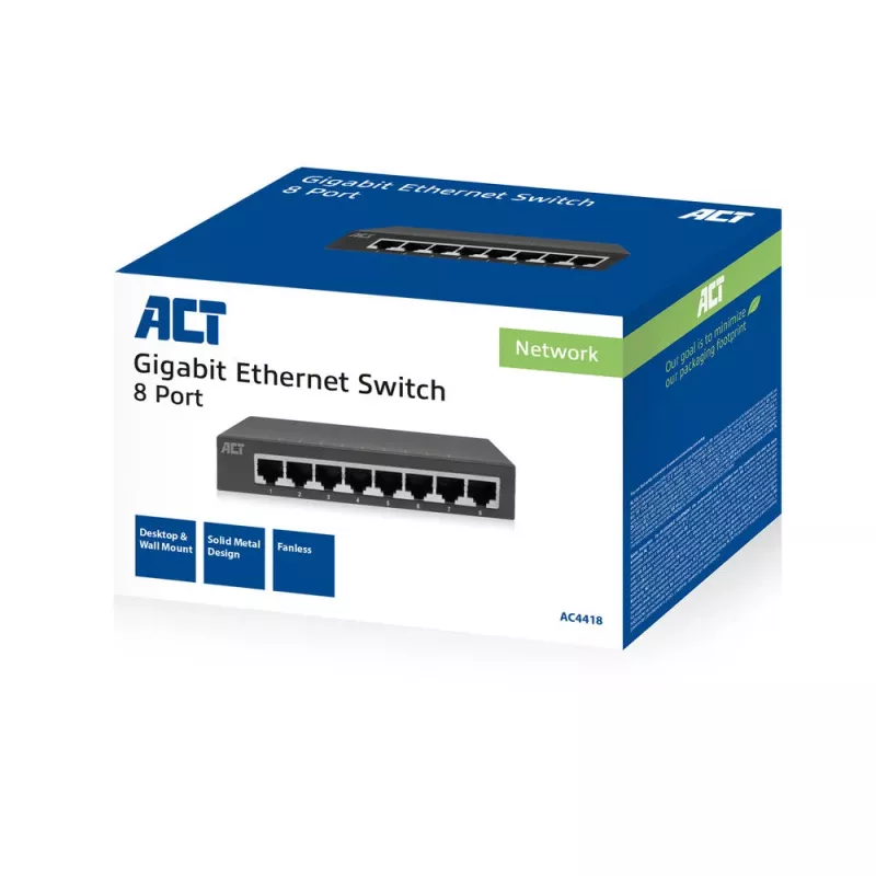 Unmanaged switch ACT AC4418 8 θύρες Gigabit Ethernet 10/100/1000