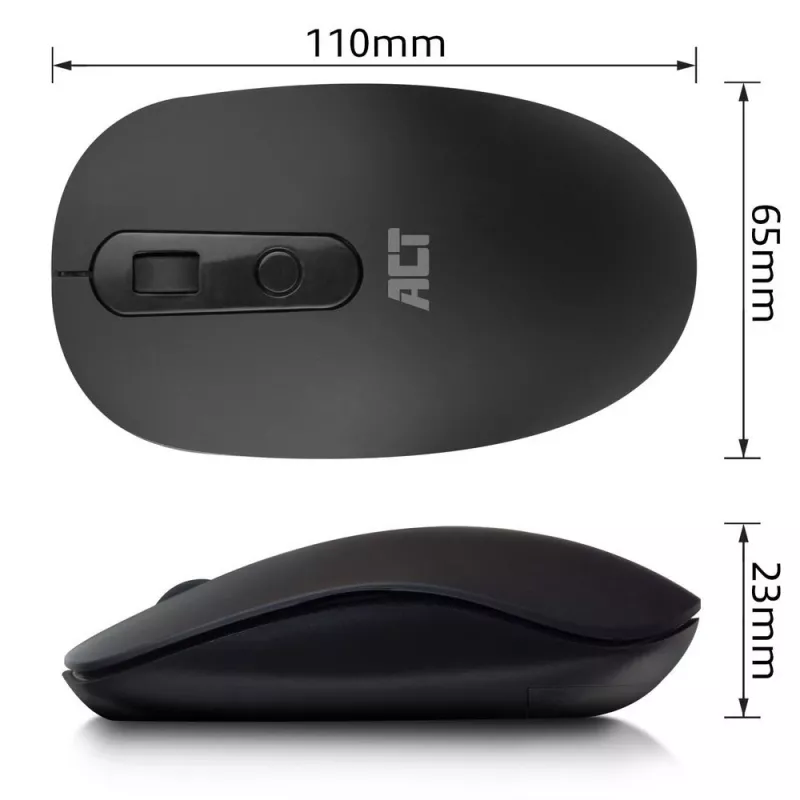 ACT ασύρματο ποντίκι 1200 DPI, αμφίχειρο, RF Wireless, 1200 DPI, μαύρο