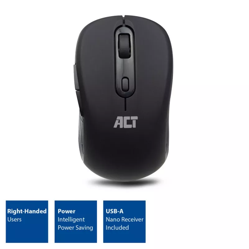 ACT AC5125 ασύρματο ποντίκι, αμφίχειρο, 1600 DPI, μαύρο