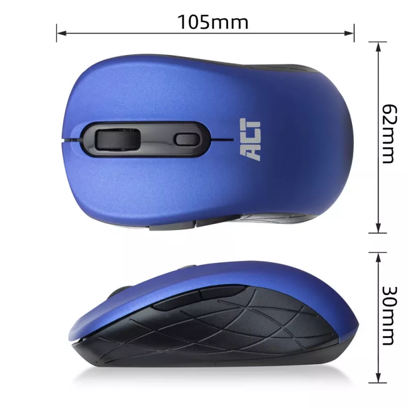ACT AC5140 αμφίχειρο ασύρματο ποντίκι, 1600 DPI, RF Wireless, μπλε/μαύρο