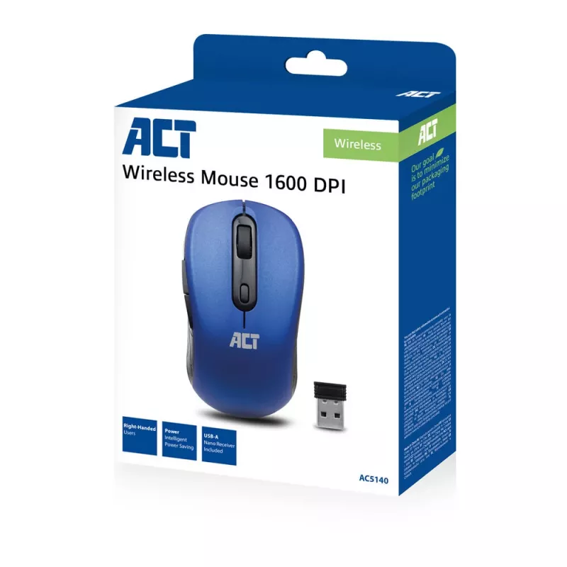ACT AC5140 αμφίχειρο ασύρματο ποντίκι, 1600 DPI, RF Wireless, μπλε/μαύρο