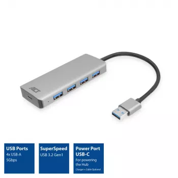 USB Hub ACT AC6121 Type-A 5000 Mbit/s αλουμίνιο