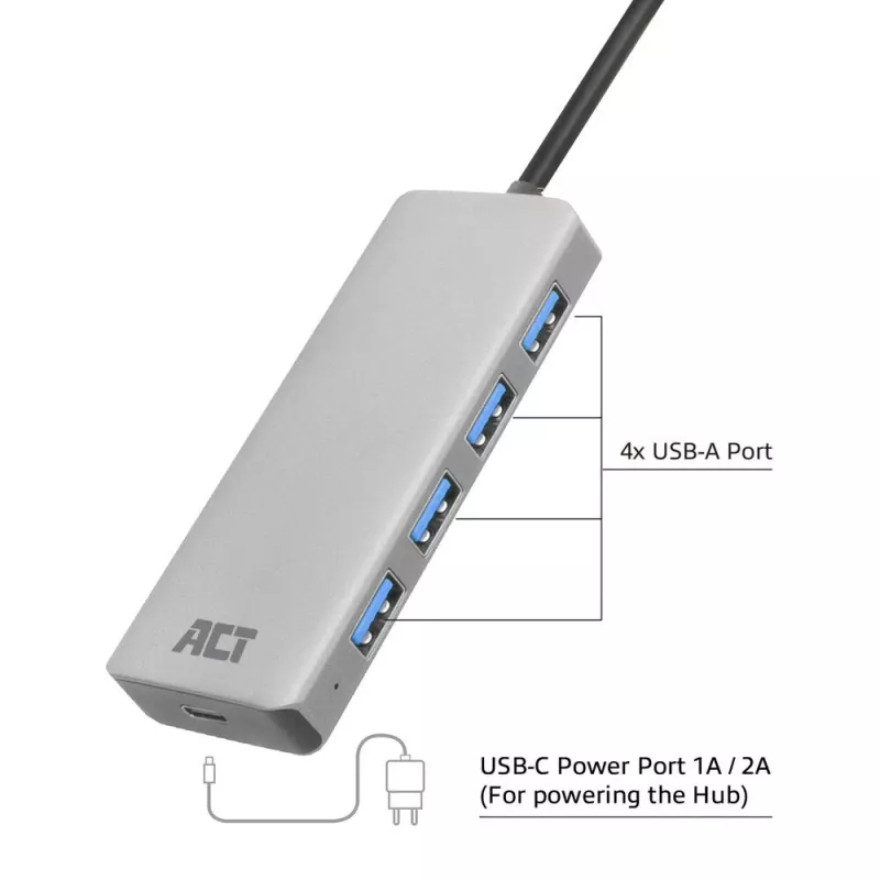 USB Hub ACT AC6121 Type-A 5000 Mbit/s αλουμίνιο
