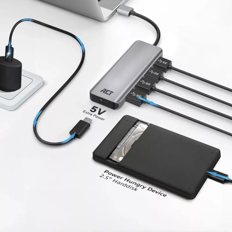 USB Hub ACT AC6121 Type-A 5000 Mbit/s αλουμίνιο