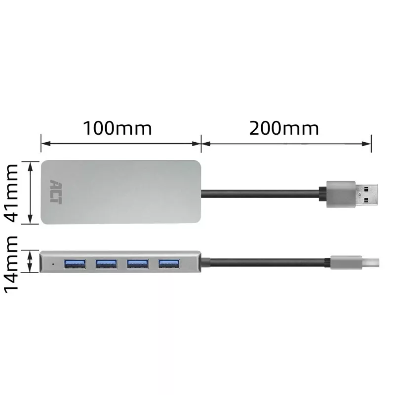 USB Hub ACT AC6121 Type-A 5000 Mbit/s αλουμίνιο