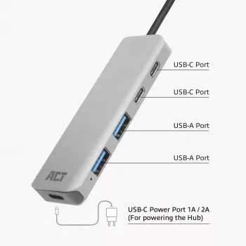 USB Hub ACT AC6125 3.2 Gen 1 Type-A 5000 Mbit/s γκρι