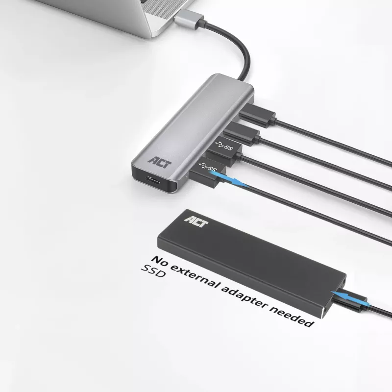USB Hub ACT AC6125 3.2 Gen 1 Type-A 5000 Mbit/s γκρι