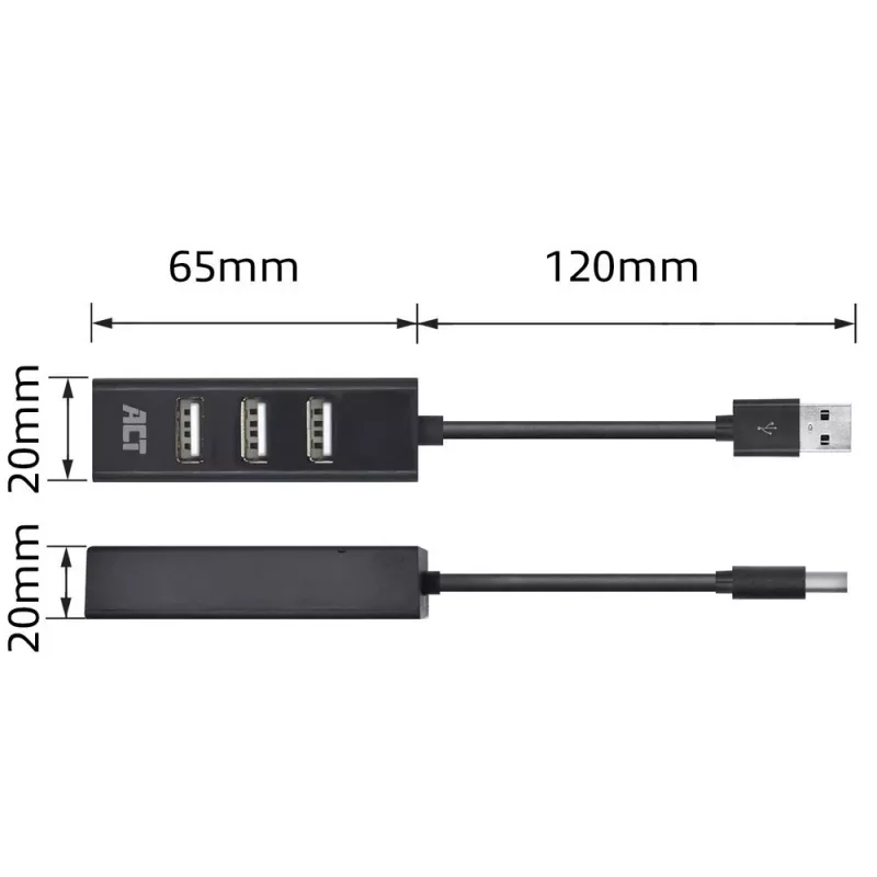 USB-Hub ACT AC6205 2.0 480 Mbit/s μαύρο 0,12m