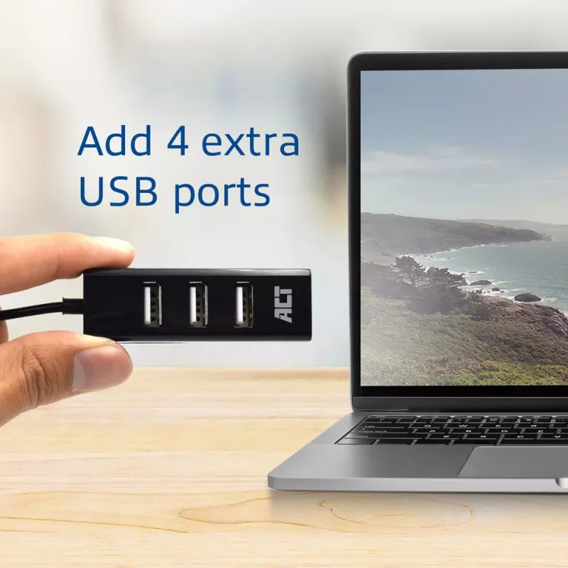 USB-Hub ACT AC6205 2.0 480 Mbit/s μαύρο 0,12m
