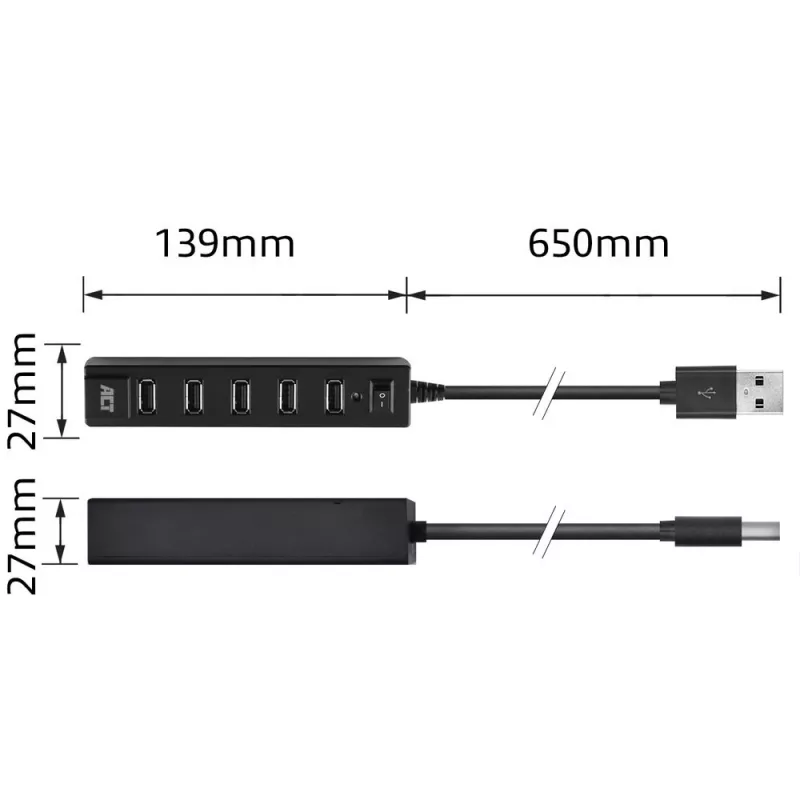 USB-Hub ACT AC6215 480 Mbit/s μαύρο