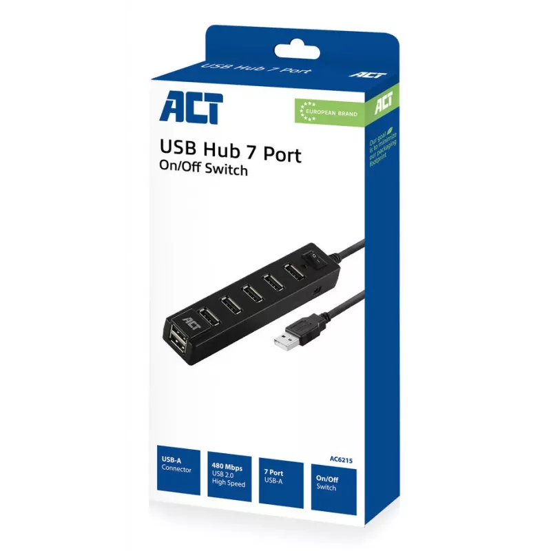 USB-Hub ACT AC6215 480 Mbit/s μαύρο