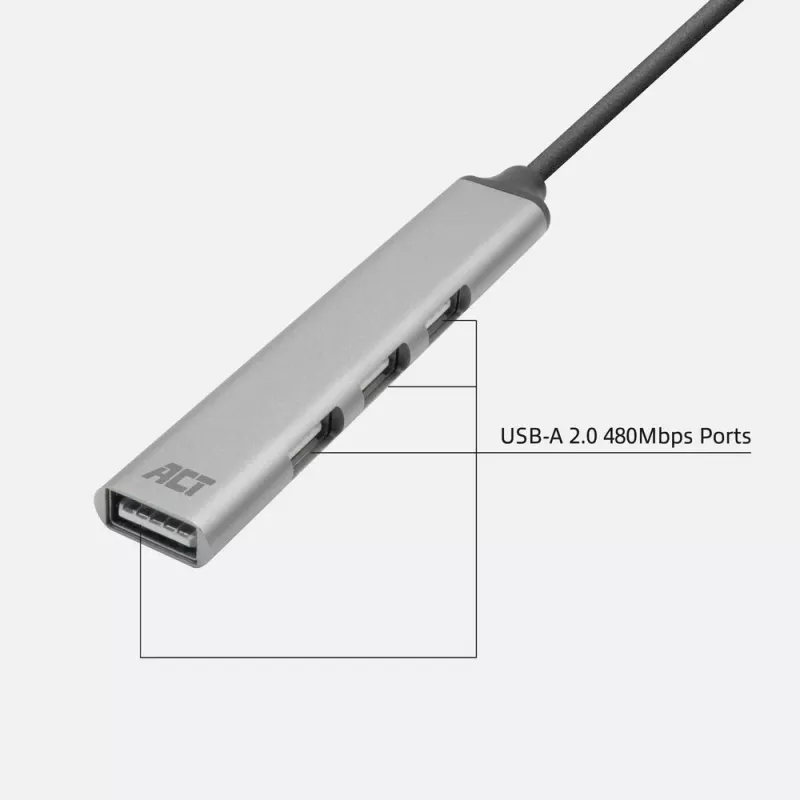 ACT AC6225 USB 2.0 Hub 480 Mbit/s γκρι αλουμίνιο