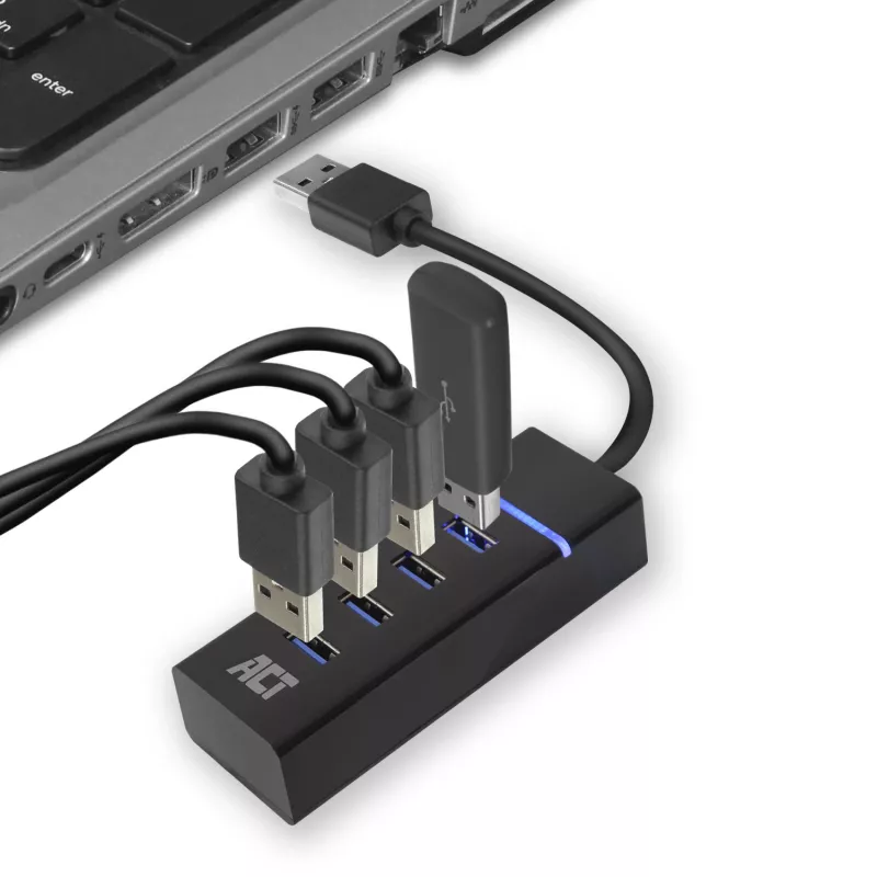 ACT AC6300 USB 3.2 Gen 1 Hub Type-A 5000 Mbit/s μαύρο