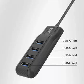 ACT AC6320 Hub διασύνδεσης USB 3.2 Gen 1 (3.1 Gen 1) Type-A 5000 Mbit/s μαύρο