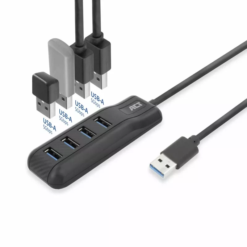ACT AC6320 Hub διασύνδεσης USB 3.2 Gen 1 (3.1 Gen 1) Type-A 5000 Mbit/s μαύρο