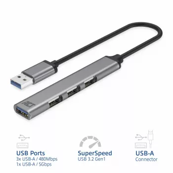 ACT AC6325 USB 3.2 Gen 1 Type-A Hub 5000 Mbit/s γκρι