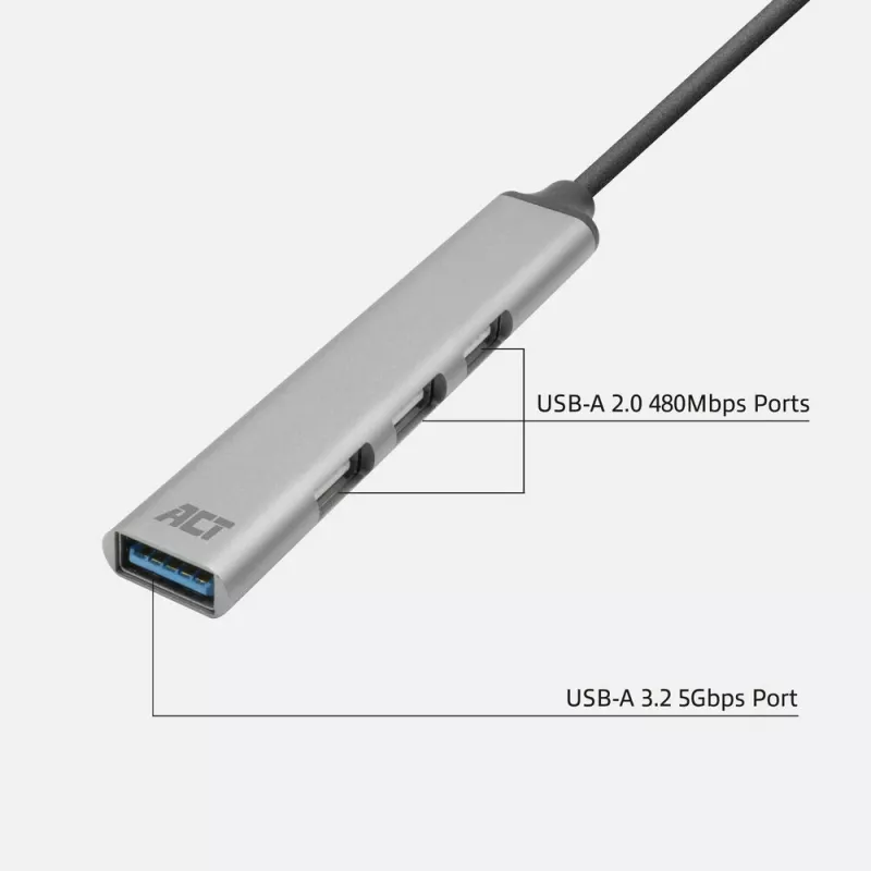 ACT AC6325 USB 3.2 Gen 1 Type-A Hub 5000 Mbit/s γκρι