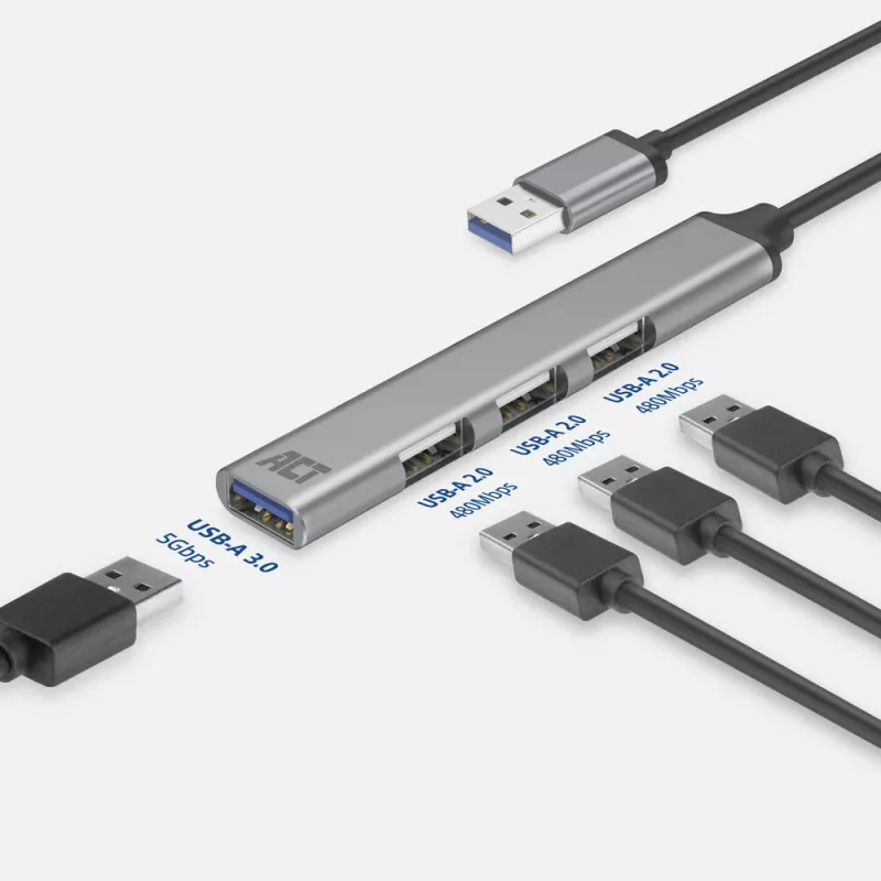 ACT AC6325 USB 3.2 Gen 1 Type-A Hub 5000 Mbit/s γκρι