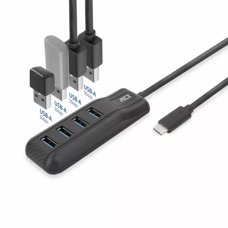 ACT AC6420 Hub διασύνδεσης USB 3.2 Gen 1 (3.1 Gen 1) Type-C 5000 Mbit/s μαύρο