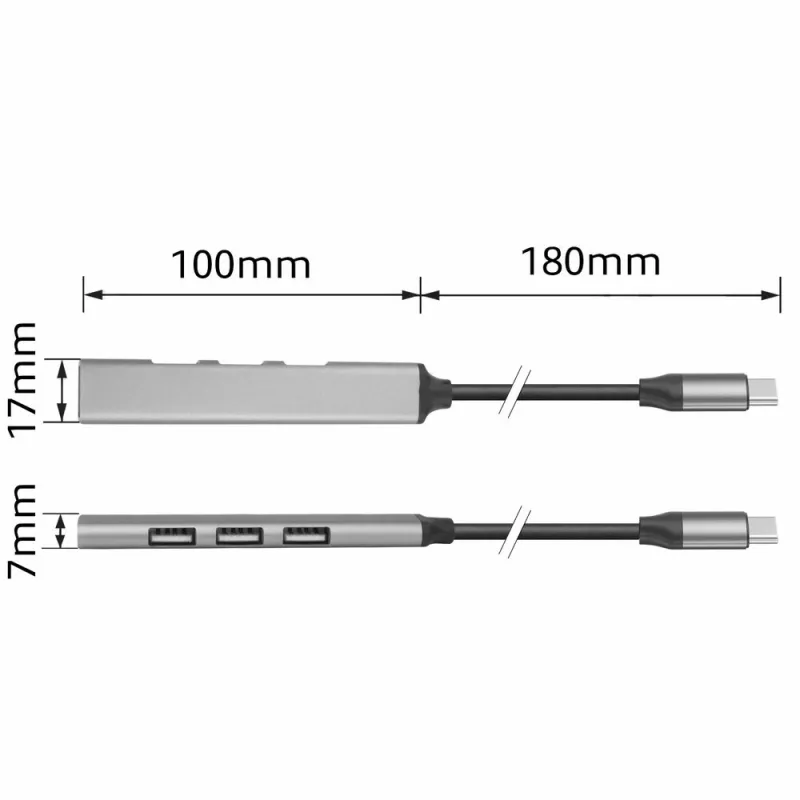 USB Hub ACT AC6425 Type-C 5000 Mbit/s αλουμίνιο γκρι