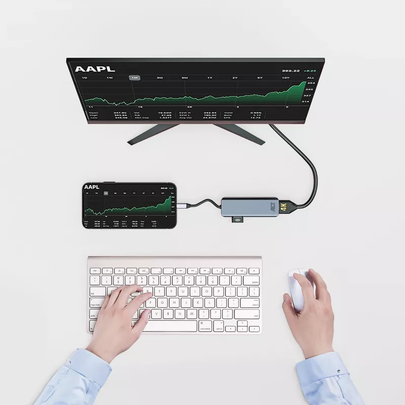 ACT προσαρμογέας USB-C 4K Multiport για 2 οθόνες HDMI, θύρα δεδομένων USB-A