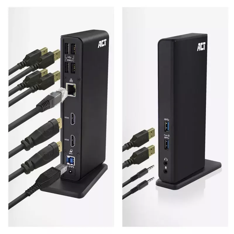 ACT Universal USB-C ή USB-A Docking Station, για 2 οθόνες HDMI, DisplayLink