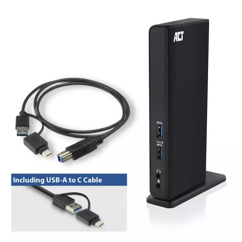 ACT Universal USB-C ή USB-A Docking Station, για 2 οθόνες HDMI, DisplayLink