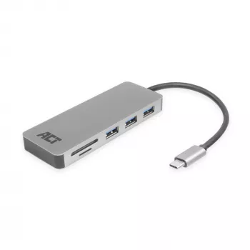 ACT USB-C Hub 3.0, 3x USB-A, αναγνώστης καρτών, PD passthrough