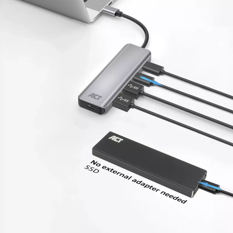 ACT AC7072 USB 3.2 Gen 1 Type-C Hub 5000 Mbit/s μαύρο γκρι