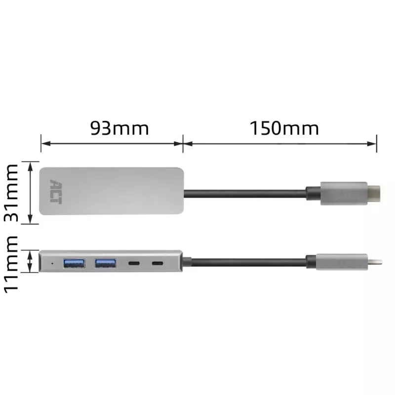 ACT AC7072 USB 3.2 Gen 1 Type-C Hub 5000 Mbit/s μαύρο γκρι