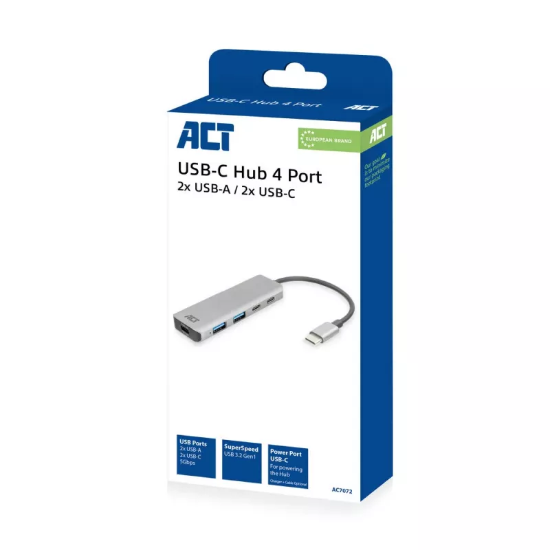 ACT AC7072 USB 3.2 Gen 1 Type-C Hub 5000 Mbit/s μαύρο γκρι