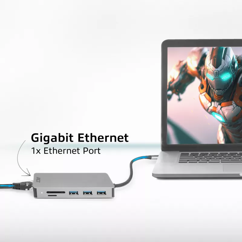 ACT USB-C 4K Docking Station για 1 οθόνη HDMI, Ethernet, USB-C, USB-A, αναγνώστης καρτών και PD passthrough