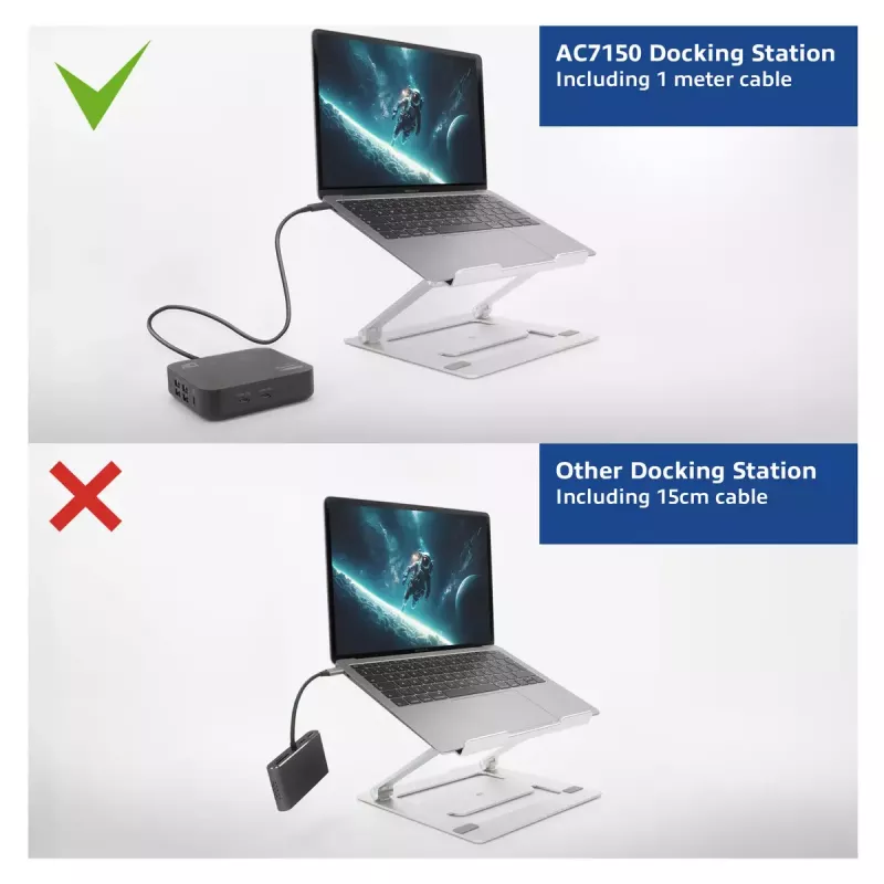 ACT Universal USB-C Docking Station 4K, για 2 οθόνες HDMI/DisplayPort, DisplayLink, συμπαγής σχεδιασμός