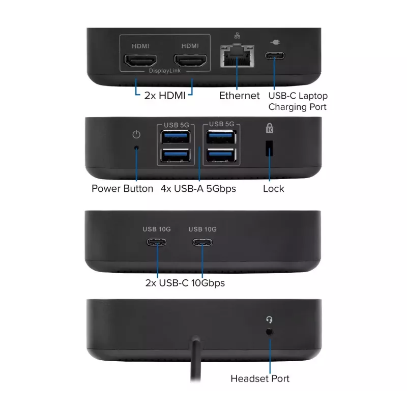 ACT Universal USB-C Docking Station 4K, για 2 οθόνες HDMI/DisplayPort, DisplayLink, συμπαγής σχεδιασμός