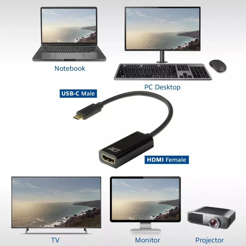 ACT προσαρμογέας USB-C σε HDMI AC7310 0,15m USB Type-C HDMI Type A