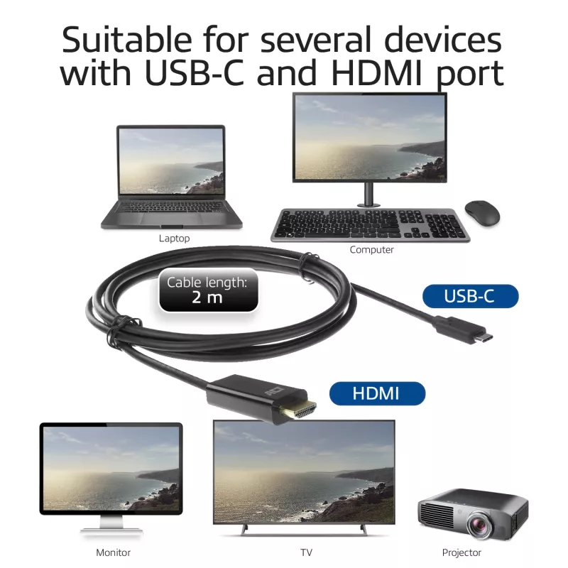 Καλώδιο USB-C σε HDMI ACT AC7315 2 μέτρα