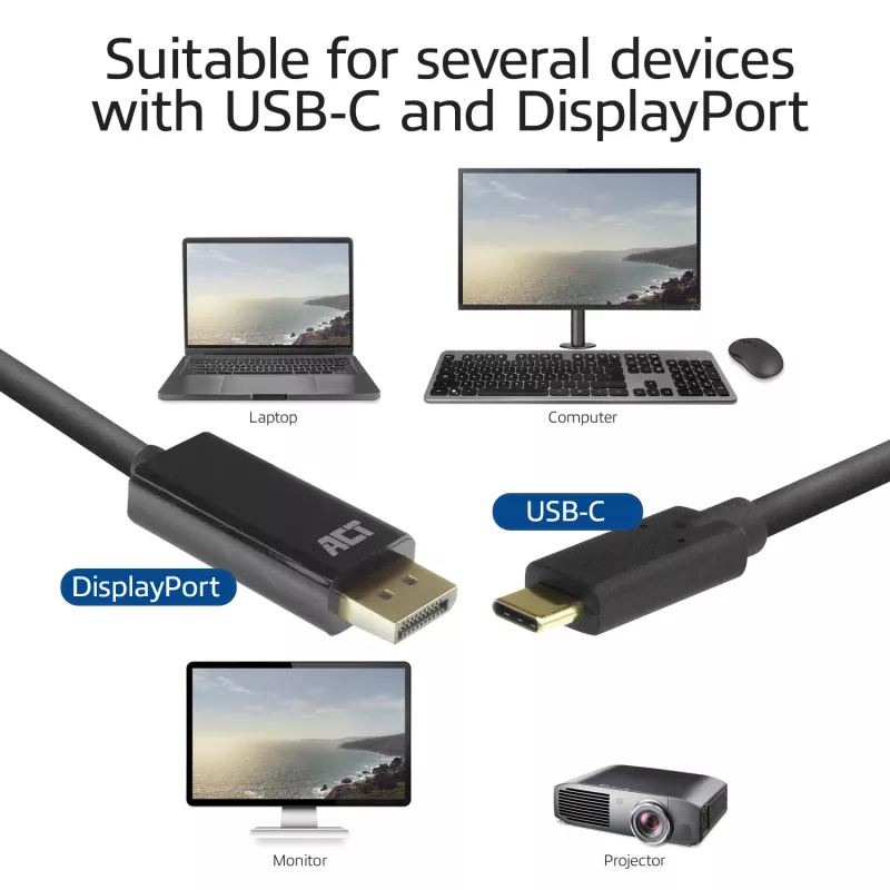 Καλώδιο USB-C σε DisplayPort ACT AC7325 2 μέτρα
