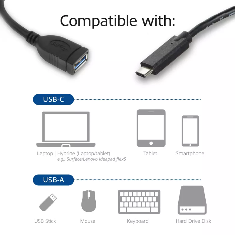 Καλώδιο ACT USB 3.0 OTG USB-C αρσενικό σε USB-A θηλυκή 0,2 m 5 Gbit/s