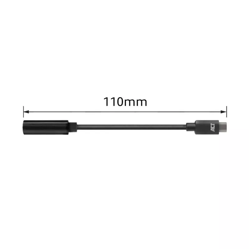 Καλώδιο ήχου ACT AC7380 0,11m 3,5mm θηλυκή USB Type-C αρσενικό μαύρο