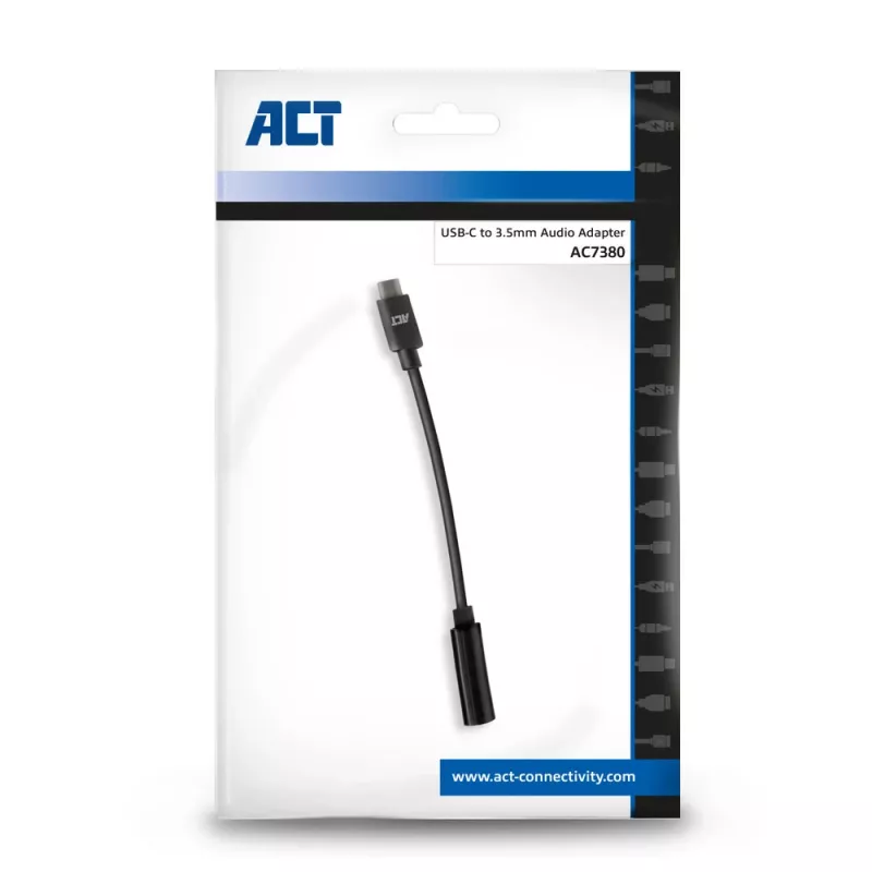 Καλώδιο ήχου ACT AC7380 0,11m 3,5mm θηλυκή USB Type-C αρσενικό μαύρο