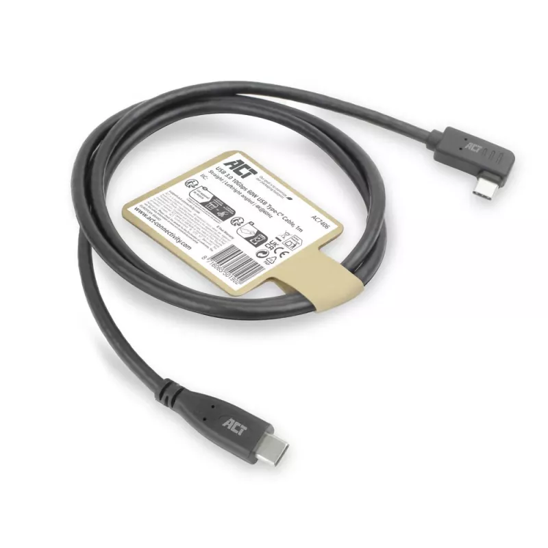 Γωνιακό καλώδιο ACT USB 3.0 USB-C 1 μέτρο 5 Gbit/s μαύρο