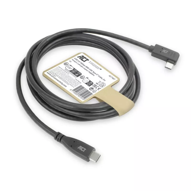 Γωνιακό καλώδιο ACT USB 3.0 USB-C 2 μέτρα 5 Gbit/s μαύρο