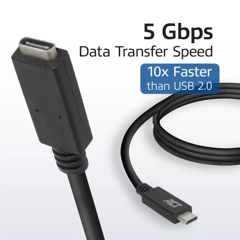 Καλώδιο επέκτασης ACT USB 3.0 USB-C 2 μέτρα 5 Gbit/s μαύρο