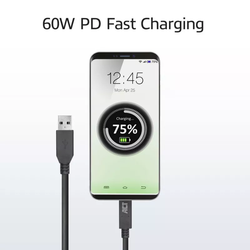Καλώδιο ACT USB 3.0 USB-A σε USB-C 1 μέτρο 5 Gbit/s μαύρο
