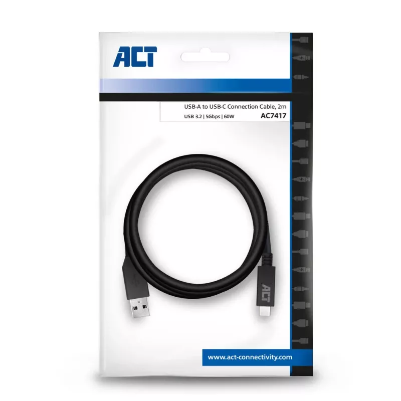 Καλώδιο ACT USB 3.0 USB-A σε USB-C 2 μέτρα 5 Gbit/s μαύρο