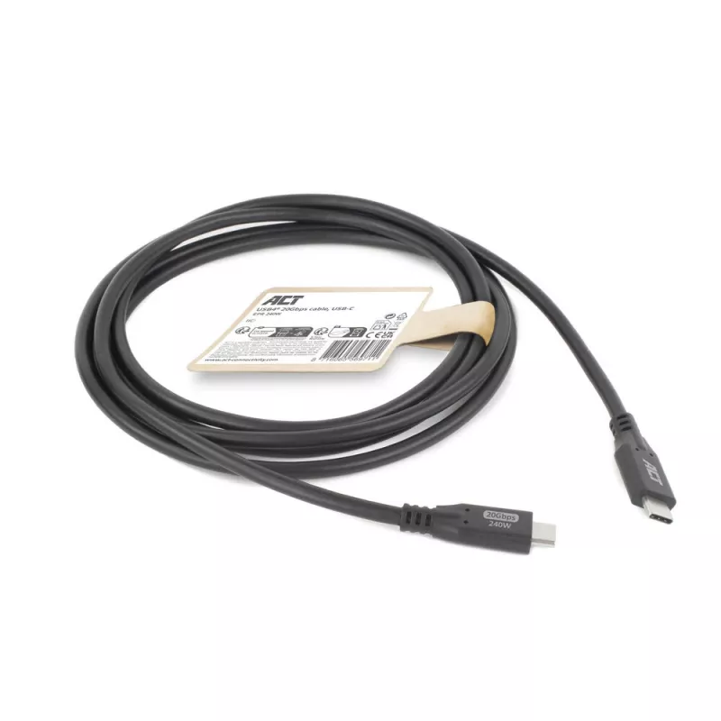 Καλώδιο ACT USB4 20Gbps 240W USB Type-C 1 μέτρο μαύρο
