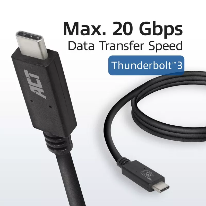 Καλώδιο ACT USB4® 20Gbps, USB-C, USB-IF πιστοποιημένο, 1 μέτρο
