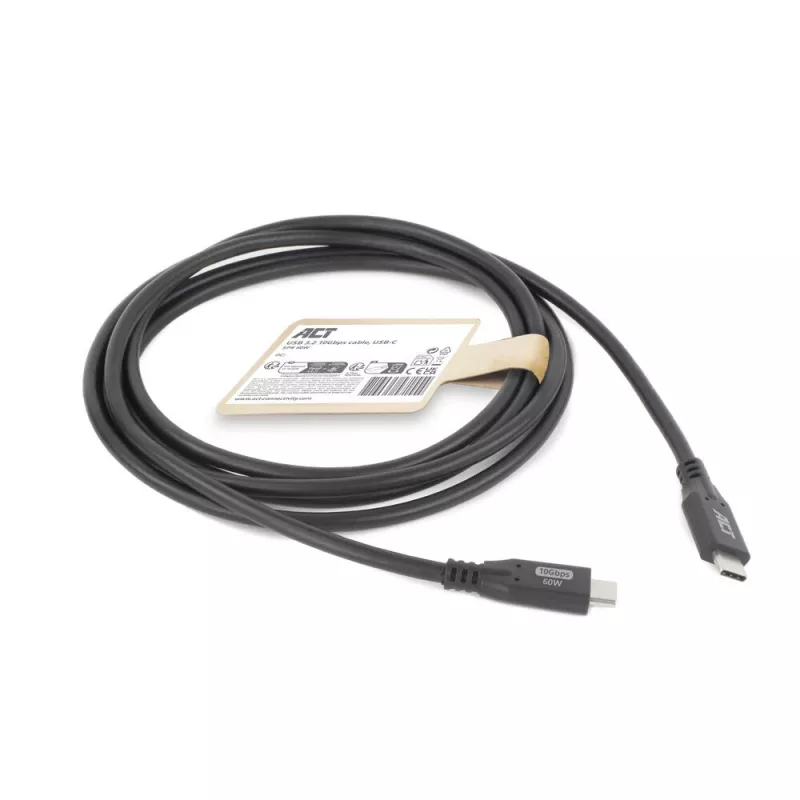 Καλώδιο USB Type-C ACT AC7442 2m 10Gbps 60W μαύρο